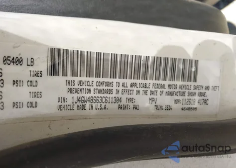 2003 Jeep Grand Cherokee Laredo z USA, uszkodzony, nr VIN 1J4GW48S63C611304